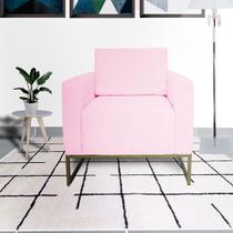 Jogo 2 Poltronas Estofada Com Base de Ferro Para Consultório Grazi Suede Rosa Bebe - DL DECOR