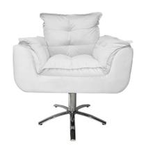 Jogo 2 Poltronas Estofada Consultório Base Giratória de Metal Opala Suede Branco - DL Decor