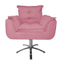 Jogo 2 Poltronas Estofada Consultório Base Giratória de Metal Opala Suede Rosa Barbie - LM DECOR Jogo 2 Poltronas Estofada Consultório Base Giratória de Metal Opala Suede Rosa Barbie - LM DECOR