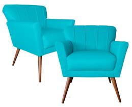 Jogo 2 Poltronas Estofada Para Recepção Confortável - Suede - Sv Decor