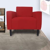 Jogo 2 Poltronas Estofadas Para Escritório Leticia Slim Suede Vermelho - LM DECOR