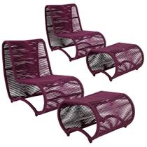 Jogo 2 Poltronas Leroy com Puff Corda Náutica Área Externa Interna Jogo 2 Poltronas Leroy com Puff Corda Náutica Área Externa Interna