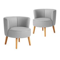 Jogo 2 Poltronas Moderna Tecido Corano Para Sala de Espera Aconchegante