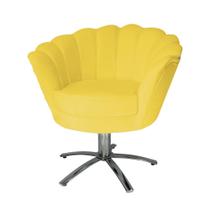 Jogo 2 Poltronas Para Sala Comercial Base Giratória de Metal Pétala Suede Amarelo - DL Decor