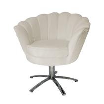 Jogo 2 Poltronas Para Sala Comercial Base Giratória de Metal Pétala Suede Bege - LM DECOR