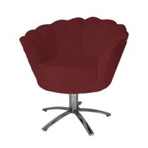 Jogo 2 Poltronas Para Sala Comercial Base Giratória de Metal Pétala Suede Vermelho Bordo - DL Decor