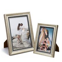 Jogo 2 Porta Retrato 15x21 e 10x15 Moldura Madeira Premium Champanhe Com Vidro Vertical e Horizontal Jogo 2 Porta Retrato 15x21 e 10x15 Moldura Madeira Premium Champanhe Com Vidro Vertical e Horizontal