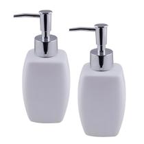 Jogo 2 Porta Sabonetes Líquido Porcelana Branca 290ml - Tuut