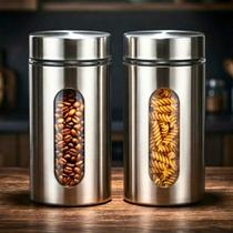 Jogo 2 Pote de Vidro Hermético com Tampa e Visor Mimo Style 1,3L Cozinha Organizada e Elegante Jogo 2 Pote de Vidro Hermético com Tampa e Visor Mimo Style 1,3L Cozinha Organizada e Elegante