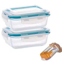 Jogo 2 Potes 1520ml Vidro Com Tampa Hermetica 4 Travas Marmita Mantimentos