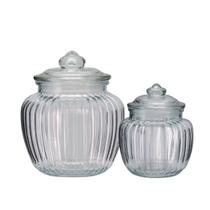 Jogo 2 Potes Baleiro Vidro Transparente Canelado Tampa Hermética 1400ml e 600ml - Tuut Jogo 2 Potes Baleiro Vidro Transparente Canelado Tampa Hermética 1400ml e 600ml - Tuut