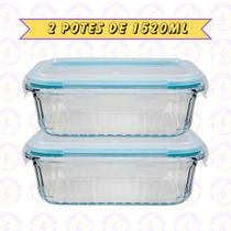 Jogo 2 Potes Canelado 1520ml Airfryer Microondas Freezer