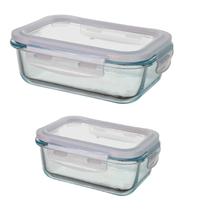 Jogo 2 Potes de Vidro 350ml/620ml tampa Hermética Marmita Forno freezer Jogo 2 Potes de Vidro 350ml/620ml tampa Hermética Marmita Forno freezer