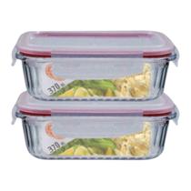 Jogo 2 Potes De Vidro Hermético Marmita Canelado 370ml Jogo 2 Potes De Vidro Hermético Marmita Canelado 370ml