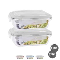 Jogo 2 Potes de Vidro Hermético Marmita Fit Tampa 370ml