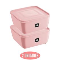 Jogo 2 potes Rosa Quadrado 5 L Tampa Boa Vedação