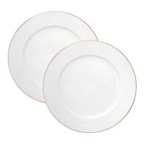 Jogo 2 Prato de Sobremesa Branco Porcelana Borda Fio Dourado Royal Premium 20cm Haüskraft Jogo 2 Prato de Sobremesa Branco Porcelana Borda Fio Dourado Royal Premium 20cm Haüskraft
