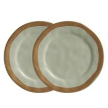 Jogo 2 Prato De Sobremesa Cerâmica Verde Com Filete Amassada 20cm Scalla Jogo 2 Prato De Sobremesa Cerâmica Verde Com Filete Amassada 20cm Scalla