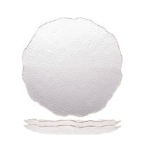 Jogo 2 Prato de Sobremesa de Cristal Martelado com Borda Dourada para Servir 20cm Wolff