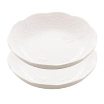 Jogo 2 Prato Fundo Branco De Porcelana New Bone Butterfly Flower Flores 21cm Lyor