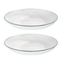 Jogo 2 Prato Fundo De Vidro Gema Plus Transparente 22,5cm Class Home