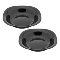 Jogo 2 Prato Fundo De Vidro Opalino Preto para Massas Risoto 21cm Quadrado Resistente Em Casa Tem