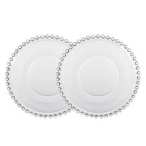 Jogo 2 Prato Para Pão Sobremesa Cristal Transparente Pearl Bolinha Wolff 14cm Jogo 2 Prato Para Pão Sobremesa Cristal Transparente Pearl Bolinha Wolff 14cm