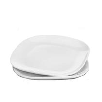 Jogo 2 Prato Raso Branco Quadrado Square 25,5cm Vidro Opalino Jantar Em Casa Tem Jogo 2 Prato Raso Branco Quadrado Square 25,5cm Vidro Opalino Jantar Em Casa Tem