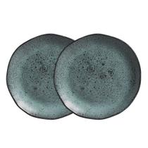 Jogo 2 Prato Raso de Cerâmica Orgânico Azul Petroleum Porto Brasil Stoneware 26,5cm Jogo 2 Prato Raso de Cerâmica Orgânico Azul Petroleum Porto Brasil Stoneware 26,5cm