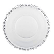 Jogo 2 Prato Raso De Cristal Wolff Pearl Clear Bolinha Transparente 27cm