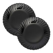 Jogo 2 Prato Raso de Vidro Preto Opalino Feston 26cm Em Casa Tem Jogo 2 Prato Raso de Vidro Preto Opalino Feston 26cm Em Casa Tem