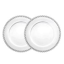 Jogo 2 Pratos de Sobremesa 20cm Coração Cristal Transparente Lyor