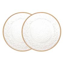 Jogo 2 Pratos de Sobremesa Cristal Martelado Fio Dourado Petra 20cm - Lyor Jogo 2 Pratos de Sobremesa Cristal Martelado Fio Dourado Petra 20cm - Lyor