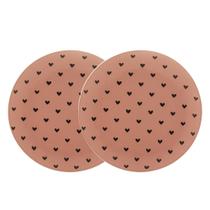 Jogo 2 Pratos de Sobremesa em Cerâmica Coração Rosa Wolff 19,5cm