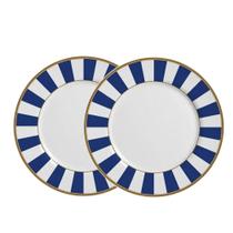 Jogo 2 Pratos de Sobremesa Stripe 20cm Cerâmica Listrada Azul Alleanza
