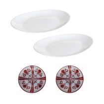 Jogo 2 Pratos Oval Branco 29cm 2 Bowls Tigela Melamina 290ml Jogo 2 Pratos Oval Branco 29cm 2 Bowls Tigela Melamina 290ml