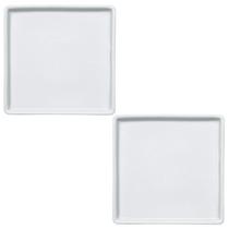 Jogo 2 Pratos Quadrados Rasos em Porcelana 16x16cm Americana Germer Branco Jogo 2 Pratos Quadrados Rasos em Porcelana 16x16cm Americana Germer Branco