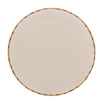 Jogo 2 Pratos Rasos de Porcelana Branco Borda Bambu 27cm Lyor Jogo 2 Pratos Rasos de Porcelana Branco Borda Bambu 27cm Lyor