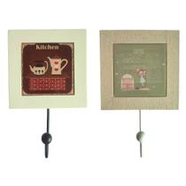 Jogo 2 Quadros com Ganchos Coffee Para Toalhas 23x15x15cm