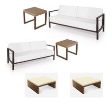 Jogo 2 Sofa E 4 Puffes Fibra Sintetica Jardim Piscina Sala