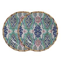 Jogo 2 Sousplat Redondo De Cerâmica Borda De Bambu Maison Blanche Mykonos 35cm Jogo 2 Sousplat Redondo De Cerâmica Borda De Bambu Maison Blanche Mykonos 35cm
