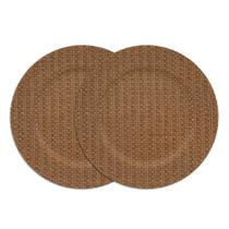 Jogo 2 Sousplat Redondo de Plástico Mescla Marrom Estilo Rattan Wolff 33cm Jogo 2 Sousplat Redondo de Plástico Mescla Marrom Estilo Rattan Wolff 33cm