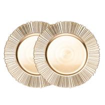Jogo 2 Sousplat Redondo de Plástico Solar Dourado 33cm Wolff