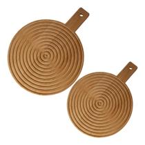 Jogo 2 Tábuas De Bambu Cozinha Decorada Corta Legumes Carne