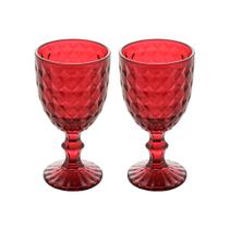 Jogo 2 Taça de Vidro Água Suco Roman Vermelho Wolff 345ml