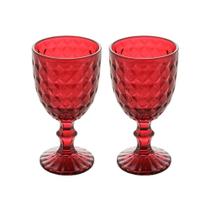 Jogo 2 Taça De Vidro água Suco Roman Vermelho Wollf 345ml