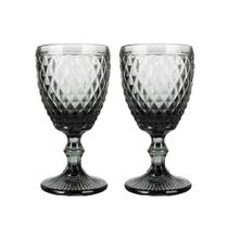 Jogo 2 Taça de Vidro Bico de Abacaxi Cinza 340 ml Agata Em Casa Tem