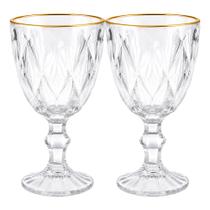 Jogo 2 Taça de Vidro com Borda Dourada Diamond Cor Transparente Água 320ml Haüskraft Premium Jogo 2 Taça de Vidro com Borda Dourada Diamond Cor Transparente Água 320ml Haüskraft Premium