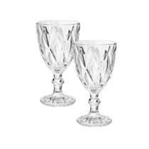 Jogo 2 Taça Diamante Copo Vidro Transparente Água Suco 340ml Jogo 2 Taça Diamante Copo Vidro Transparente Água Suco 340ml