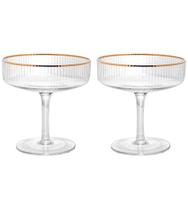 Jogo 2 Tacas 200ml De Vidro Coupe Com Borda Dourada Lines Jogo 2 Tacas 200ml De Vidro Coupe Com Borda Dourada Lines